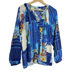 Johnny Was Blue Floral Women's Top